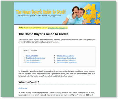 A home buyer's guide to credit that you can republish